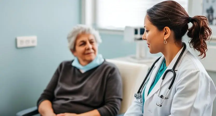 Female doctor visiting patient at home in Dubai
